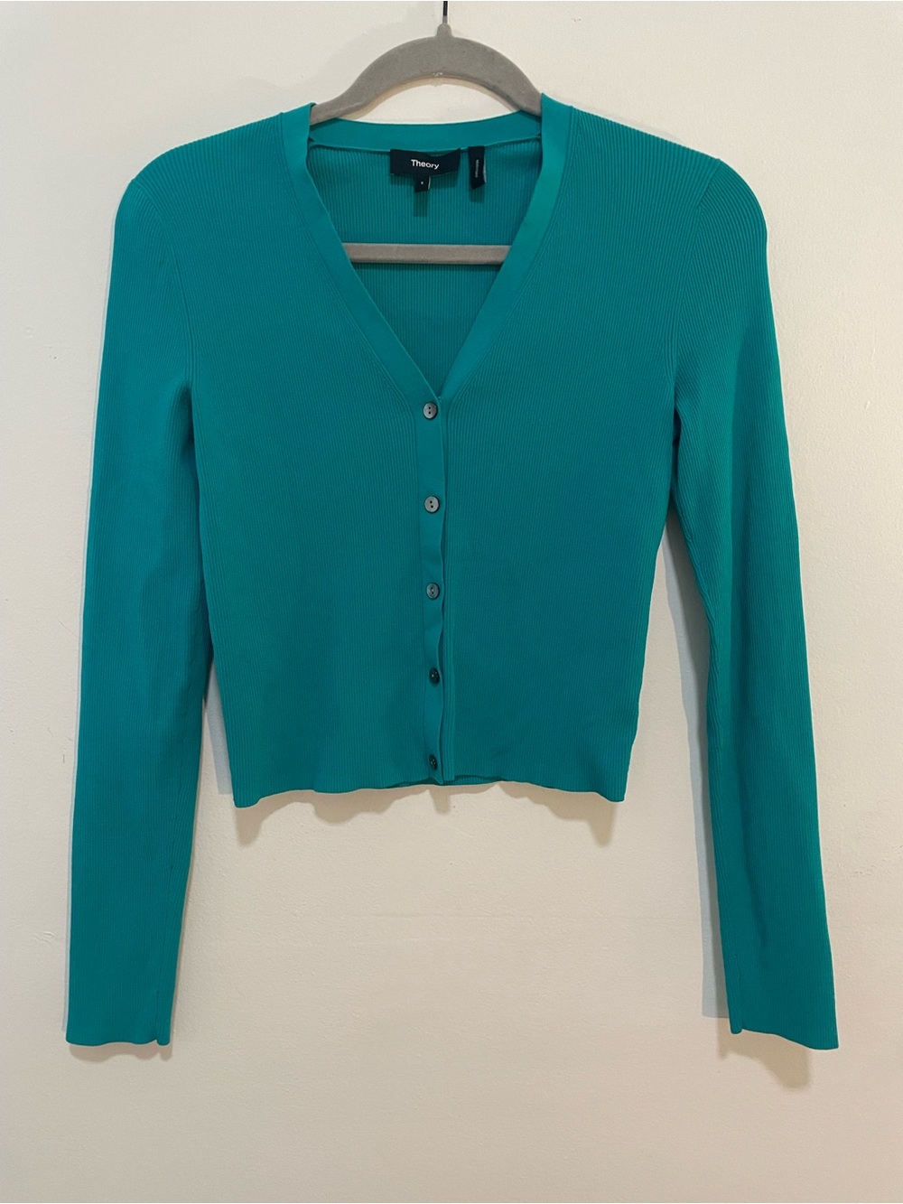 Theory Wooster Cropped Cardigan Billiard Green Size Small - Picture 3 of 5
